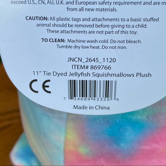 TIE DYED JELLYFISH “Janet” Squishmallow 11” NWT - Picture 5 of 5